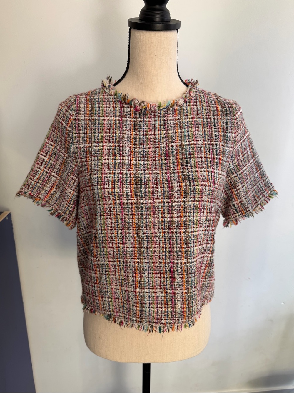Zara Multi-Color Tweed Crop Top